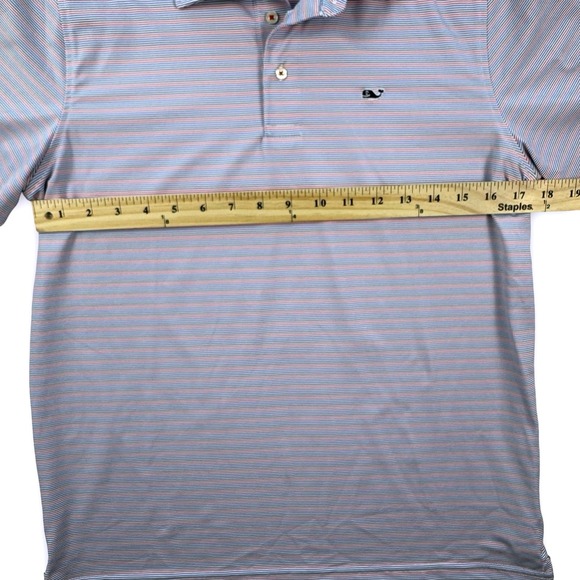 Vineyard Vines Sankaty Polo Shirt Boys XL Blue Red Grey Stripe Performance - Picture 5 of 7